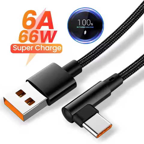 6A 66W Elbow Super Fast Charging Type C USB Cable For Xiaomi 11 12 13 14 15 Redmi Note 13 14 Pro POC