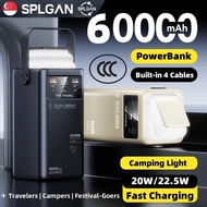 60000mah/30000mah Fast Charging PowerBank Outdoor Portable LED Display PowerBank with Built-in 4 Cab