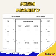 [DIGITAL COPY] Division Worksheets for Kids | 2-Digit, 3-Digit & 4-Digit Division Practice for Prima