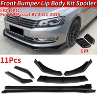 For VW Passat B7 2011-2015 Car Front Bumper Lip Body Kit Chin Spoiler Protector Side Skirts Extensio