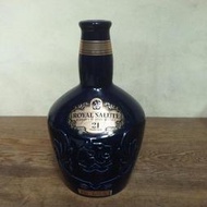WH10791【四十八號老倉庫】二手 藍色 皇家禮炮 21年 蘇格蘭威士忌 空酒瓶 0.7L 無蓋 1瓶價