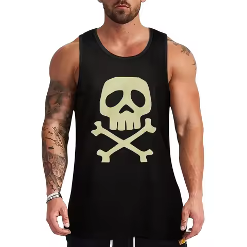 New Danzig Style Harlock Skull Crossbones/ Jolly Roger Tank Top Clothing Man clothes for gym Muscle 