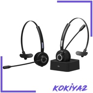 [Kokiya2] Head Mounted Bluetooth Headset Trucker Headset Noise Cancelling Cellphone Headset with Microphone for Business Professionals