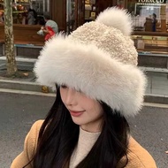 Women's Autumn and Winter Fox Fur Hat Windproof Warm Bomber Hat, Wool Fur Hat, Russian Mongolian Hat