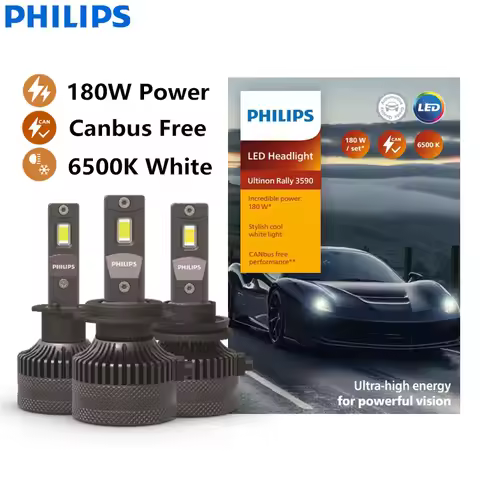Philips Ultinon Rally 3590 LED H4 H7 H11 HB3 HB4 HIR2 180W Power Bright Car Headlight 6500K White Ma