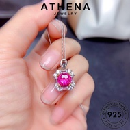ATHENA JEWELRY Crystal Original For Perak Temperament Silver Diamond Pendant Accessories Necklace Korean 925 Pink Women Sterling Perempuan Rantai Chain 純銀項鏈 Leher S113