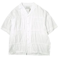 kolor 24SS 日本製造褶皺開顏色襯衫，尺寸 24SCM-B05112，白色，原價：¥75,900。短袖，寬鬆版型，打字機圖案，開領。 [近新][二手][ kolor]