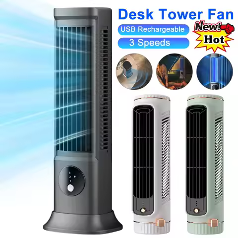Desk Tower Fan USB Rechargeable 3 Speeds Summer Ventilation Fan Vertical Horizontal Electric Fan Hou
