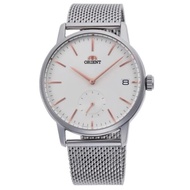 [Powermatic] Orient Analog White Dial Silver Mesh Stainless Steel Men's Watch RA-SP0007S