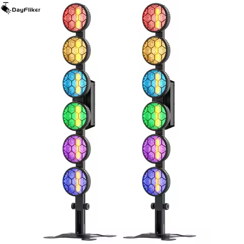 DayFlicker 2Pcs 350W 6-LED COB Linear Vintage Light Stage Light 1-20Hz Flash DMX512 15/33CH For Conc