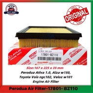 Original Perodua Air Filter(17801-BZ110) for Alza W150, Ativa A270, Toyota Veloz W100 W150(17801-BZ2
