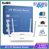 KVIWO KuWfi 4G LTE Router 300Mbps Wireless Wifi Router WAN LAN Port 4 Working Mode High-gain 4 Antenna with SIM Card Support 32 Users AVDSW
