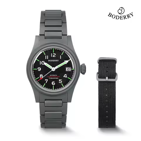 Boderry LANDMASTER Field Watches Titanium Automatic For Seiko Movement Sport 100M Waterproof Outdoor