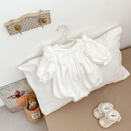 ️ [Cloud Feeling · Baby Shop] 66-90cmA Type Cotton Girl Baby White Flying Sleeve Autumn Fashionable 