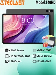 Teclast T40HD 2024平板電腦（Unisoc T606 8核1.6GHz / 8GB RAM / 128GB ROM / 10.36英寸2000 * 1200iPS TDDI / WIFI5G / 4G雙卡LTE / BT 5.0 / 7200mAh / Type-C / 8MP + 13MP攝像頭/ Android 13）限時贈送隨機顏色皮套