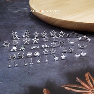 Sun Star Moon: 92.5% Pure Silver Earrings Moon 925
