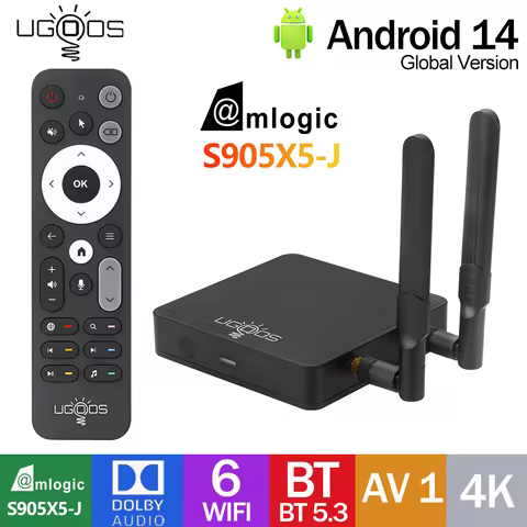 Original UGOOS AM9 PRO Android Smart TV Box Amlogic S905X5-J 4G DDR4 64G Dolby Vision 1000M BT5.3 AI