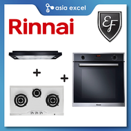 RINNAI RH-S329-PBR 90CM SLIMLINE HOOD + EF EFH 3971 (EFH3971) TN VSB 3 BURNER STAINLESS STEEL GAS HO