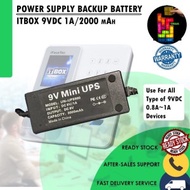 iTBOX 9VDC 1A/2000 mAh Power Supply Backup Battery Mini UPS TM-UPS900 | For 9VDC Fingerprint Attenda
