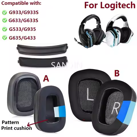 Replacement Cooling Gel Ear pads for Logitech G633/G633S/G933/G933S/G533/G935/G635/G433 Headphones E