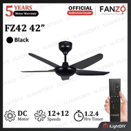 FANZÓ FZ56 FZ42 BLACK WHITE 5 BLADES DC MOTOR 24 SPEEDS REMOTE CONTROL CEILING FAN