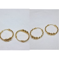 3-ball Ring Earrings 1 gram Light Gold