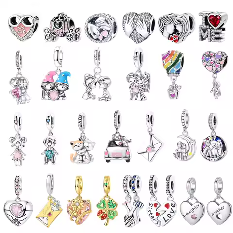 925 Sterling Silver Romantic Love Story Boy and Girl Charm Pendant Fit DIY Bracelet Boutique Couple 