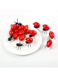 6入組/12入組創意卡通螞蟻移動水果挑選器,適用於甜點、蛋糕、開胃菜、便當、派對等場合