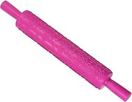 Pattern Embossed Rolling Pin, 14.6" Length, PP Plastic Rose Heart 3D Pattern Clear Texture Ergonomic