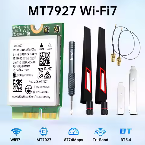 Fenvi WiFi 7 MT7927 M.2 Wi-Fi Card Tri-Band 2.4G/5G/6GHz BT5.4 Network Wireless Adapter With Antenna