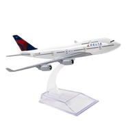 16cm B747 Delta Airplane Model Metal Scale Aircraft 747 Miniature Airplane  Child Educational Toys M