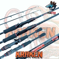 คันเบ็ดตกปลา MonSter Fishing รุ่น KRAKEN คันที่มีความเหนียว ดังหมึกยักษ์ในตำนาน  (แบบ 1ท่อน และ 2 ท่อน มีทั้ง สปิ้นและเบท)