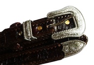 Deed Brown เข็มขัดหนังจระเข้ สไตล์คาวบอย หรือแบบผู้ดีอังกฤษ หัวชุด สีนำตาลเม็ดมะขาม