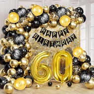 1Set 60th Birthday Balloon Arch with Black Gold Balloon Garland Arch Kit happy Birthday 40 50 60 Num