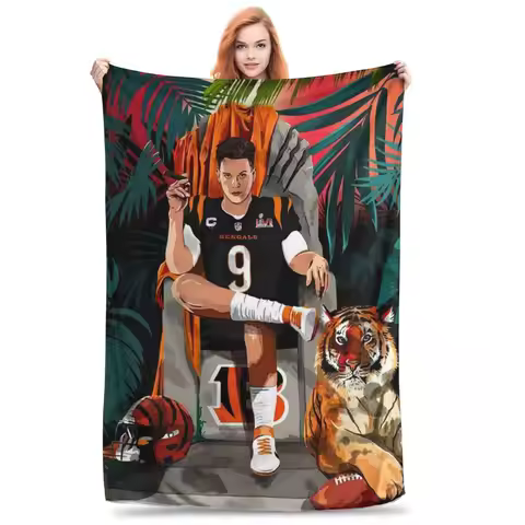 Joe Burrow Bengals 1 Blankets Flannel Portable Sofa Throw Blankets For Home Bedroom Office Throws Be