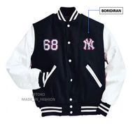 Jaket Baseball NY 68 / Varsity Jacket Boridr NY 68 / Jaket Bomber Varsity Baseball Pria Wanita Motif