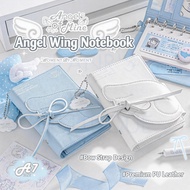 RosyPosy A.N.G.E.L Leather Journal - A7 Refillable Notebook with 3D Wing Design, Multifunctional Ins