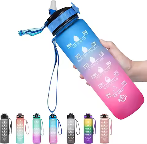 1 Liter Water Bottle Motivational Sport Water Bottle Leakproof Drinking Bottles Outdoor Travel Gym F