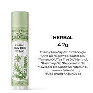 Son dưỡng môi hữu cơ BADGER Tea Tree & Lemon Balm Herbal Lip Balm USDA Organic - 4.2g