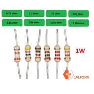 10pcs/pk Resistor 1W 0.22ohm, 2.2ohm, 22ohm, 220ohm, 2.2k ohm, 22k ohm, 220k ohm, 2.2M ohm 5% Fixed 