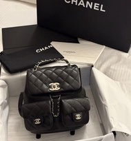 全新CHANEL Duma 荔枝紋牛皮 背包 雙肩包 中號 黑色AS3860-B10184-94305
