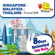 Happy Singapore / Malaysia / Thailand SIM Card | Singtel / Maxis / AIS | 5G/4G | 3–15 Days | 1GB/Day