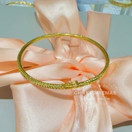 EMAS 375 GELANG TANGAN CORAK KILAT KOSONG 9K BANGLE SHINNING DESIGN NEW SIMPLE HOLLOW 6CM DIAMETER