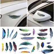 [SM]1Set Creative Colorful Feather Car Body Sticker Mirror Decorative Decal Decor