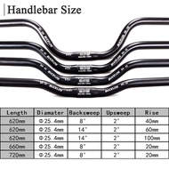 BUCKLOS 25.4mm Bike Handlebar 620/660/720mm Bike Riser Bar Aluminum Alloy Mountain Folding Bike Handlebar Cycling Parts