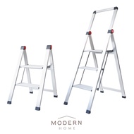 RENE Hashigo Ultra Slim Step Ladder / Step Stool / Lightweight Aluminium / Foldable / Space Saving / Handle - Silver