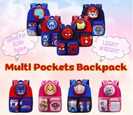 ✨ Multi Pockets Kids Backpack  Light Weight Cushioned Bag  Water Bottle Holder Pocket  Water Resistance School Bag  Children Toddler Childcare Student Care Travel Bag  PJ Mask Paw Patrol Frozen Spiderman Ironman