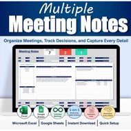 Multiple Meeting Notes Tracker Template for Google Sheets & Excel Meeting Minutes  Meeting Agendas  