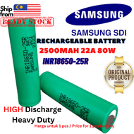 ORIGINAL authentic Samsung 25R 18650 Battery 2500mAh 22A 2.0Ah Flat Top Lithium Ion INR18650-25R Hi Drain Discharge Heavy Duty