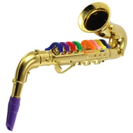 -Saxophone 8 Colored Keys Metallic Simulation Props Play Mini Musical for Children Birthday Toy